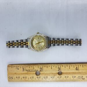 Pierre Cardin Diamond PCD4182TC Two Tone Quartz Analog Ladies Watch Sz. 7"